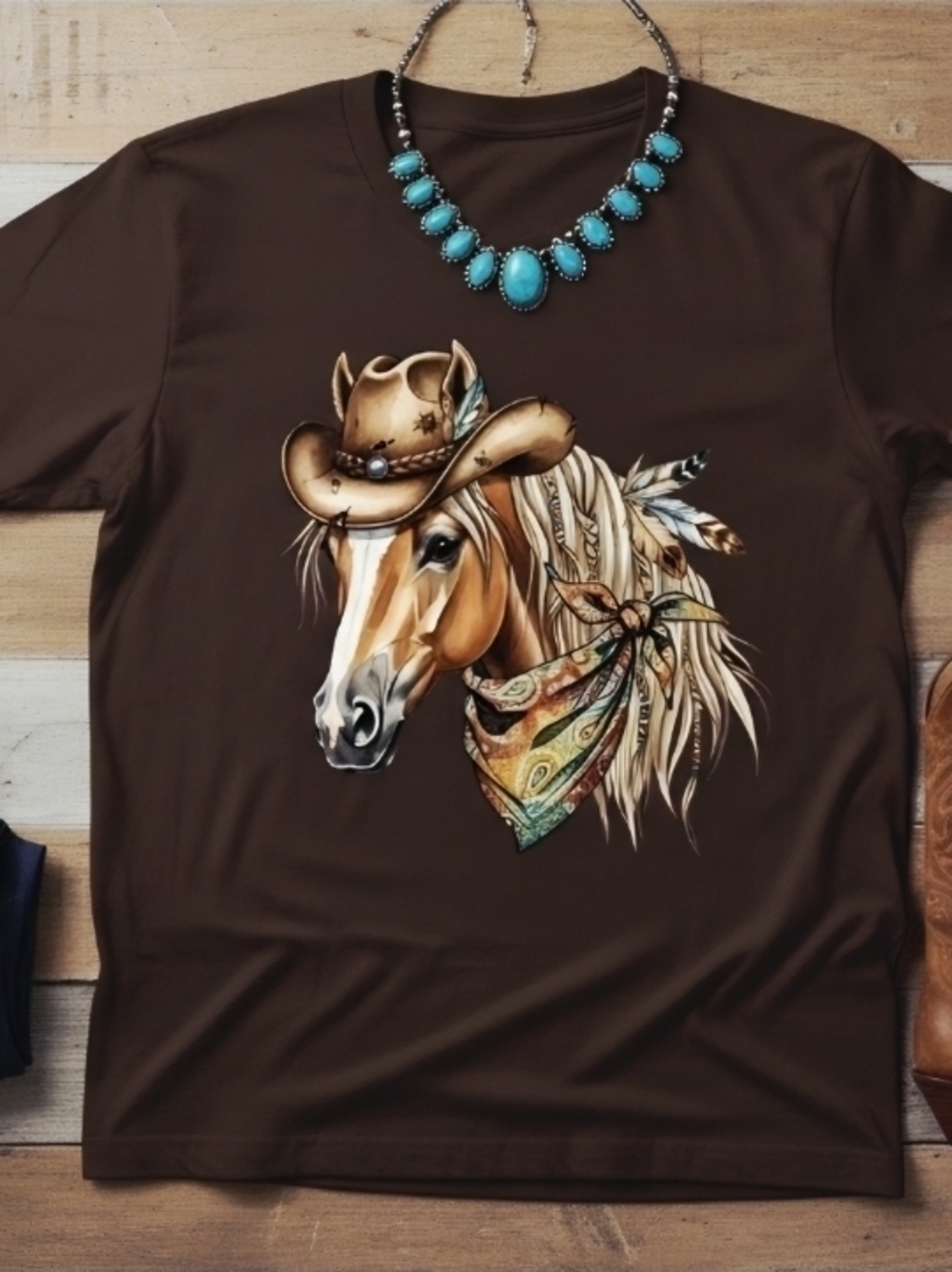 Western Horse Cowboy Hat Graphic Tee | Boho Cowgirl Rodeo Shirt | Country